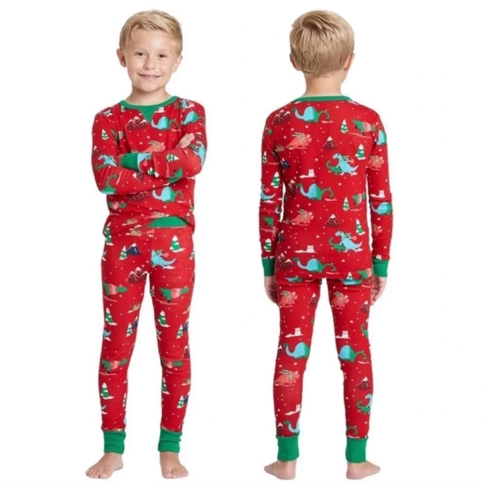 Target Wondershop Holiday Dino Print Pajama Set Toddler Size 3T - Picture 2 of 11